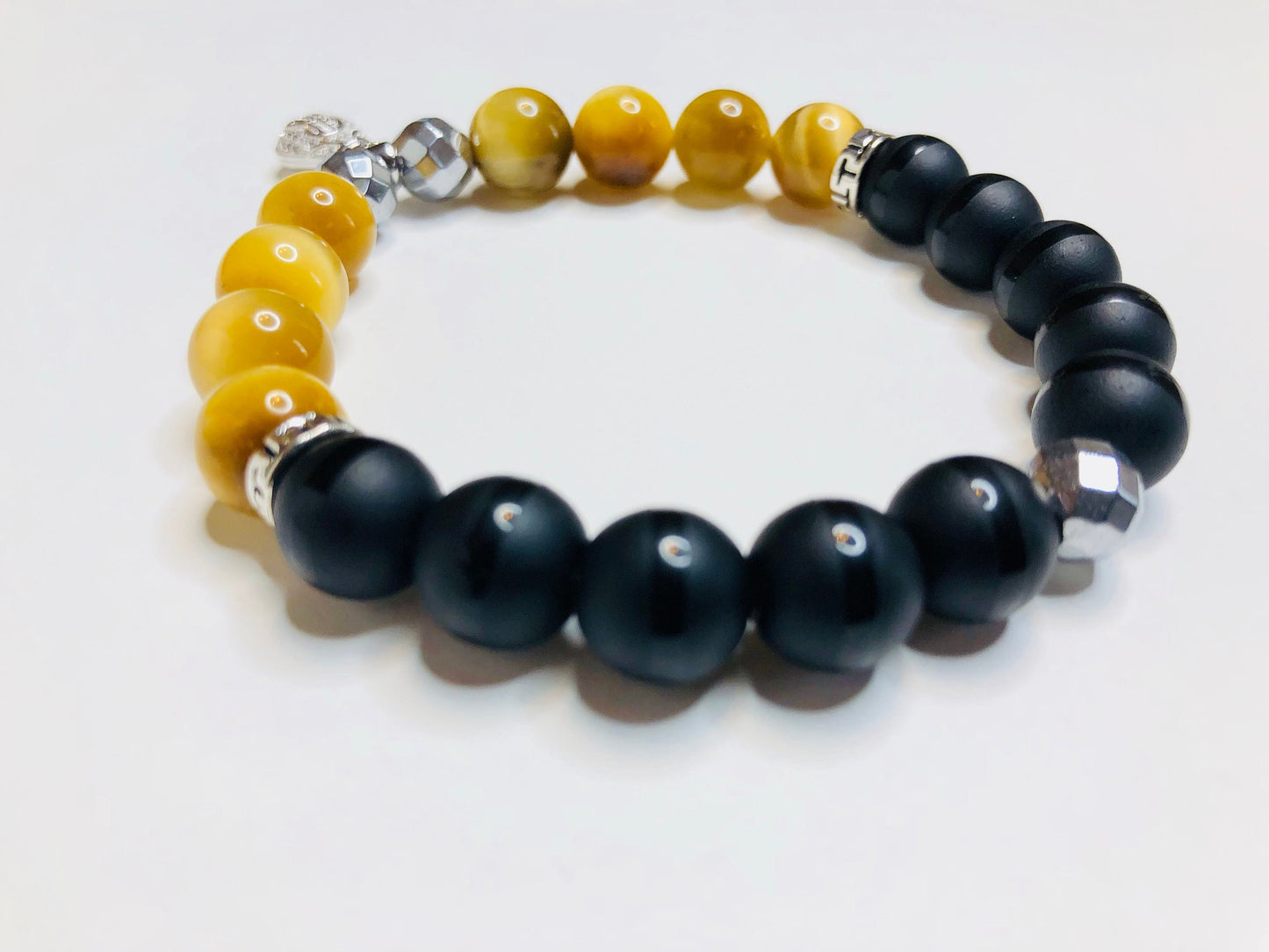 Hustle - Yellow Tiger Eye. Men's Bead Bracelet.